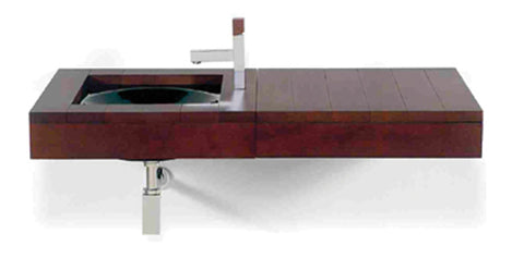 Antonio Miro Large Iroko Wood Wall Mount Counter Top Unit with Integral Drawer