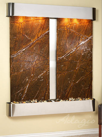 Cottonwood Falls Round - Stainless Steel - Brown Marble