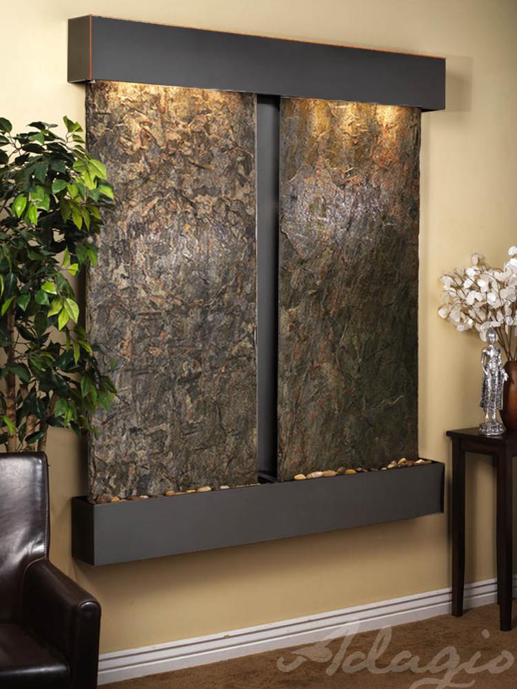 Cottonwood Falls Square - Blackened copper - Green Natural Slate Fountains Adagio 