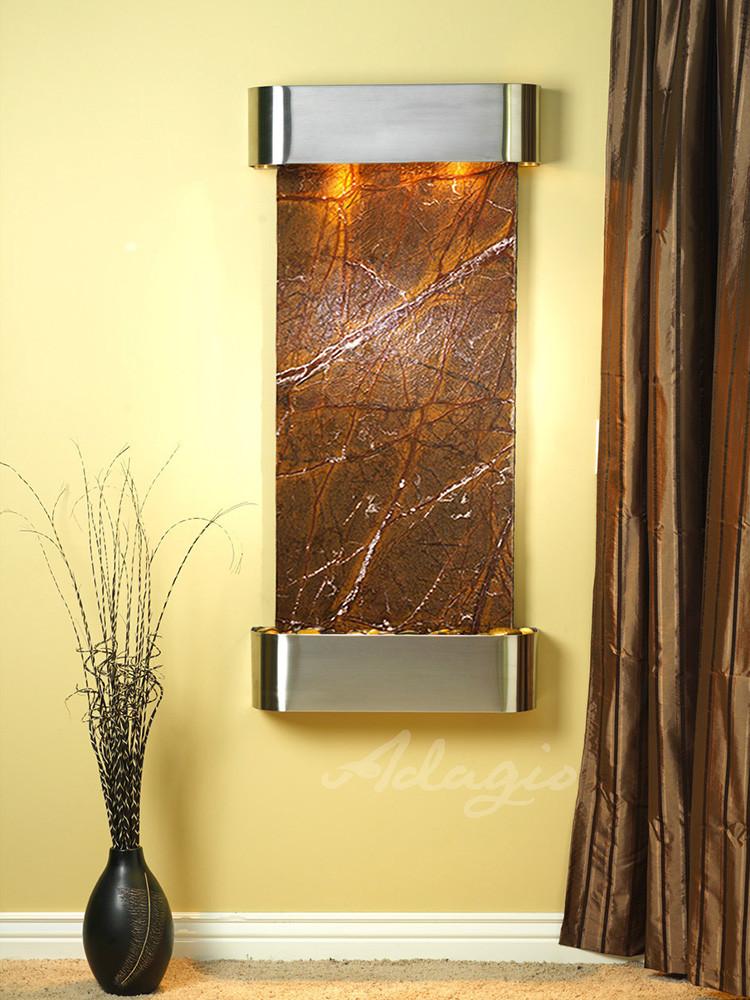 Cascade Springs Round - Stainless Steel - Brown Marble Fountains Adagio 