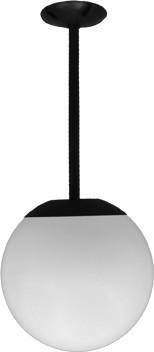 16" HID Globe Fixture 12" Drop - Black - Multiple Bulb Options Ceiling Dabmar 