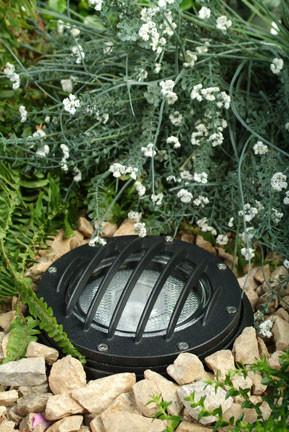 Cast Aluminum In-Ground Well Light with Grill and PVC Sleeve - Black Outdoor Dabmar 