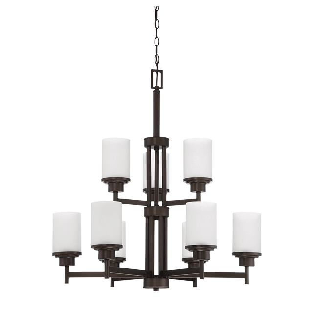 9-Light Somes 2-Tier Chandelier With Linen Glass Ceiling Luminance 