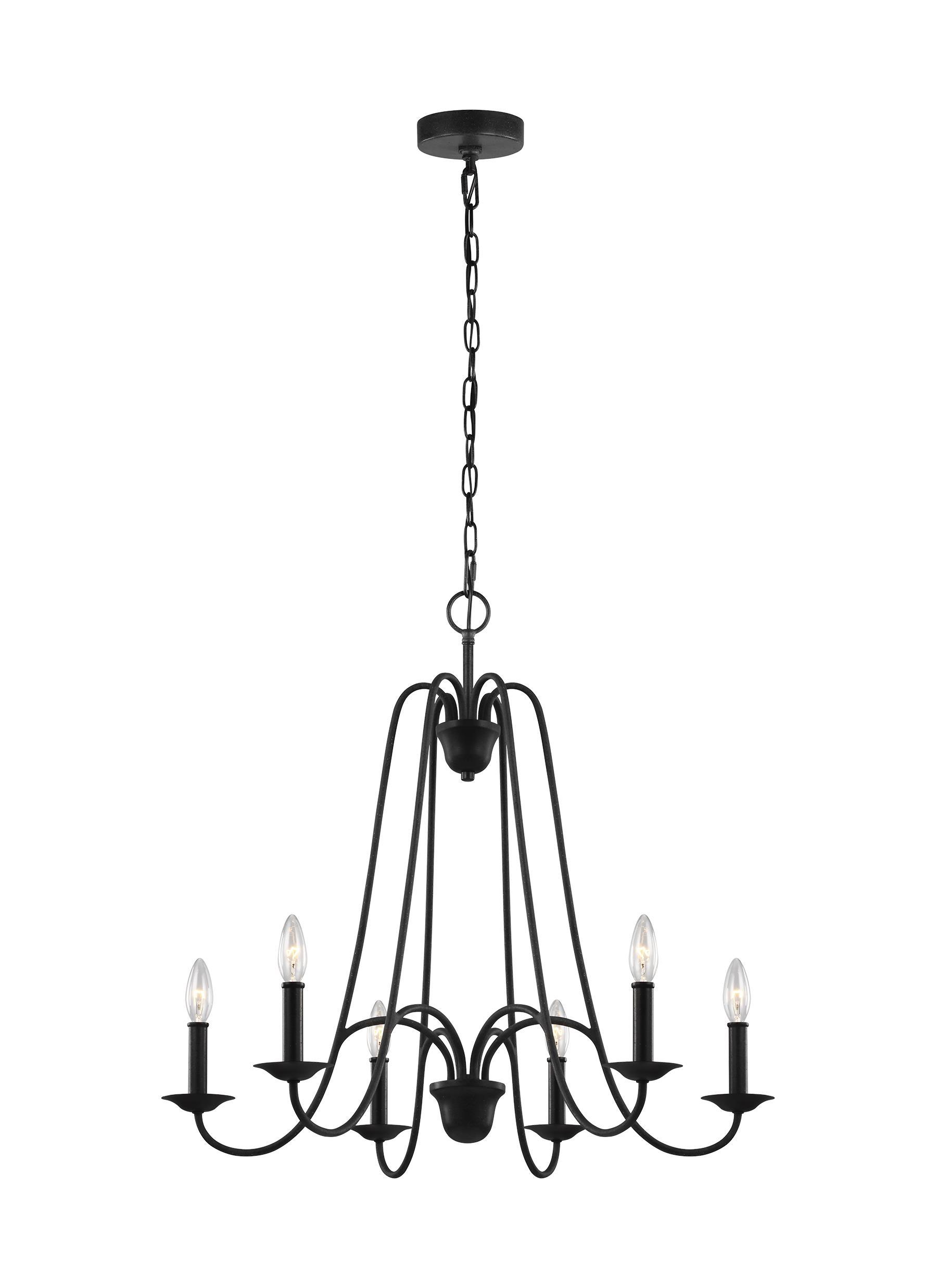 Boughton Six Light Chandelier - Antique Forged Iron Ceiling Sea Gull Lighting 