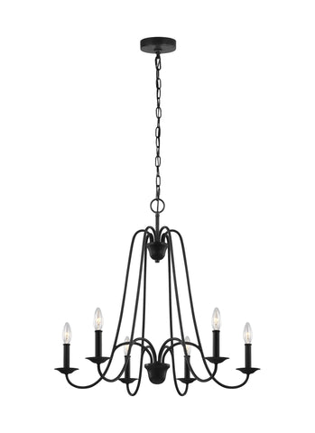 Boughton Six Light Chandelier - Antique Forged Iron Ceiling Sea Gull Lighting 