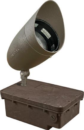 Cast Aluminum HID Metal Halide Hooded Spot Light with In-Ground Ballast Box - Bronze Outdoor Dabmar 70W Metal Halide 120V 