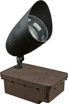Cast Aluminum HID Metal Halide Hooded Spot Light with In-Ground Ballast Box - Black Outdoor Dabmar 70W Metal Halide 120V 