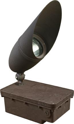 Cast Aluminum HID Hooded PAR38 Spot Light with In-Ground Ballast Box - Bronze Outdoor Dabmar 70W Metal Halide 120V 