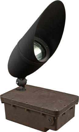 Cast Aluminum HID Hooded PAR38 Spot Light with In-Ground Ballast Box - Black Outdoor Dabmar 70W Metal Halide 120V 