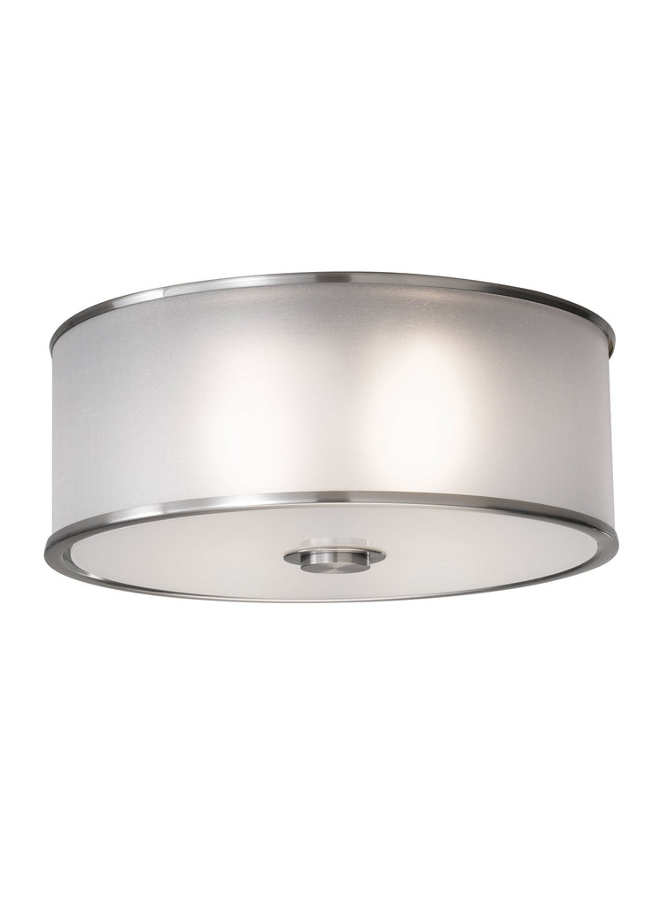 Casual Luxury Two Light Flush Mount - Brushed Steel Ceiling Sea Gull Lighting 