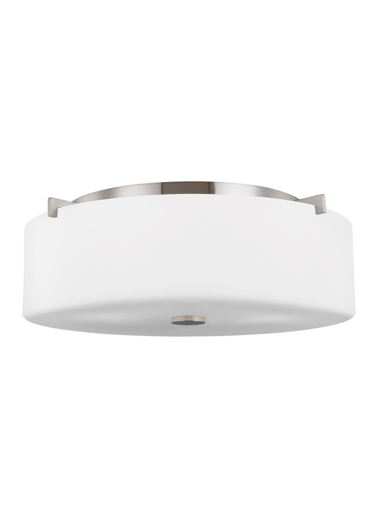 Sunset Drive Large Three Light Flush Mount - Brushed Steel Ceiling Sea Gull Lighting 