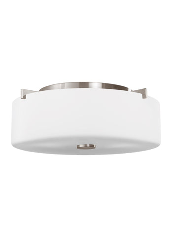 Sunset Drive Small Two Light Flush Mount - Brushed Steel Ceiling Sea Gull Lighting 