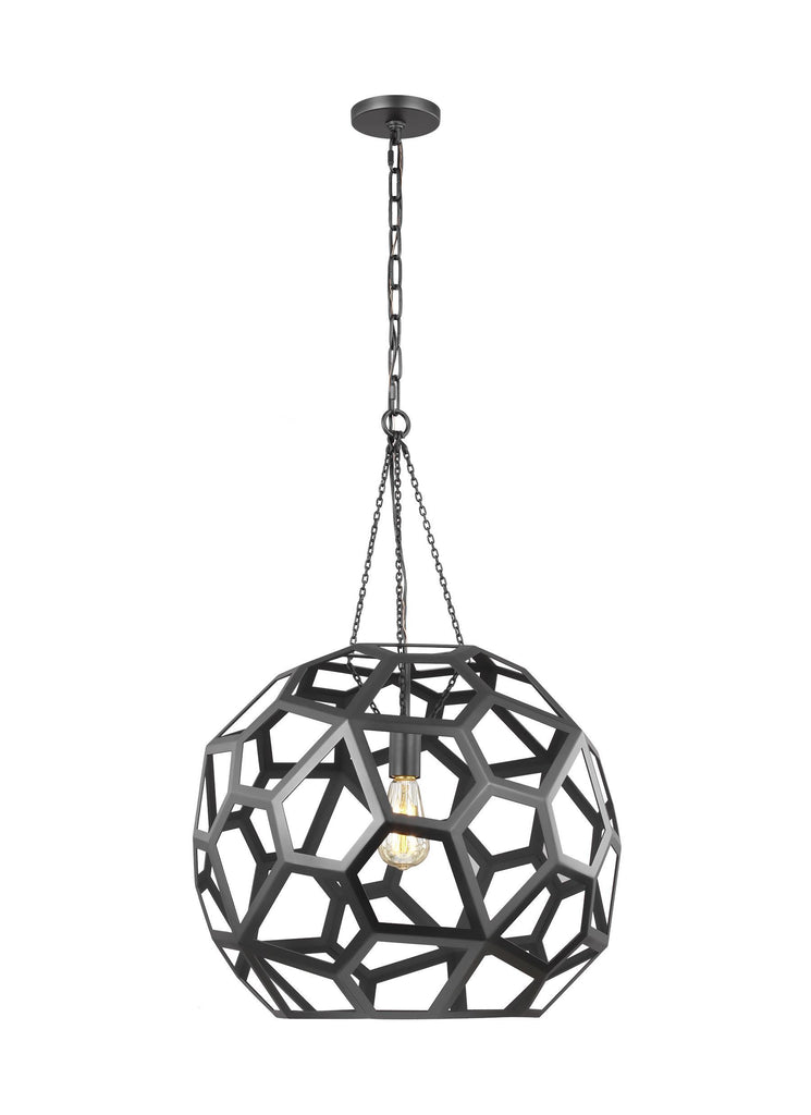 Feccetta Midnight Black 1-Light Large Pendant Ceiling Feiss 