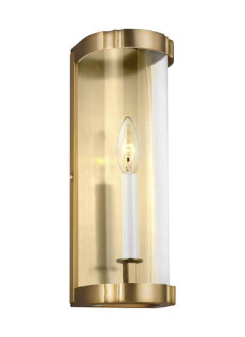 Thompson Burnished Brass 1-Light Clear Glass Sconce Wall Feiss 