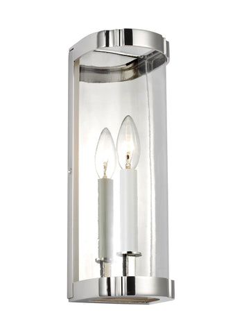 Thompson Polished Nickel 1-Light Clear Glass Sconce Wall Feiss 