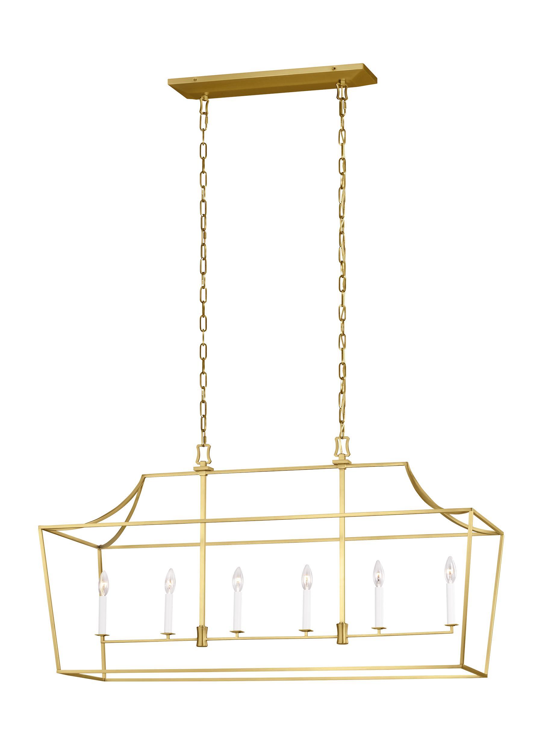 Southold Burnished Brass 6-Light Linear Lantern Ceiling Feiss 