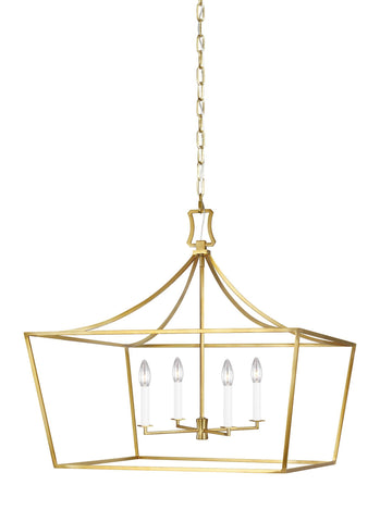 Southold Burnished Brass 4-Light Wide Lantern Ceiling Feiss 