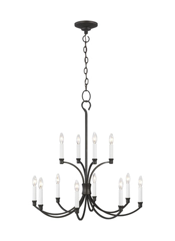 Westerly Smith Steel 12-Light Chandelier Ceiling Feiss 