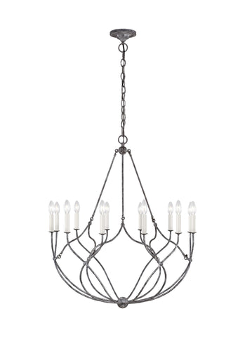 Richmond Weathered Galvanized 12-Light Chandelier Ceiling Feiss 