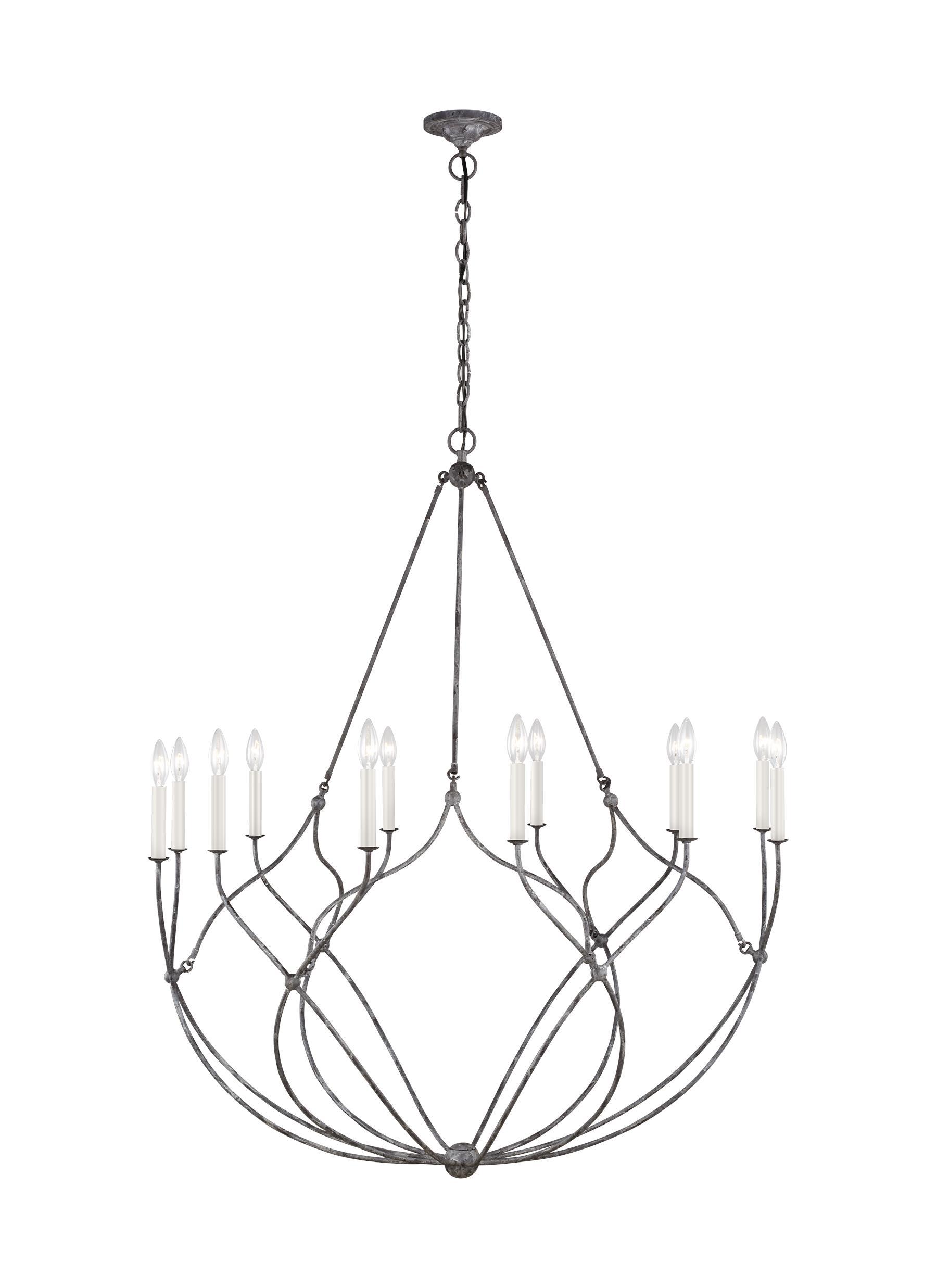 Richmond Weathered Galvanized 12-Light Chandelier Ceiling Feiss 