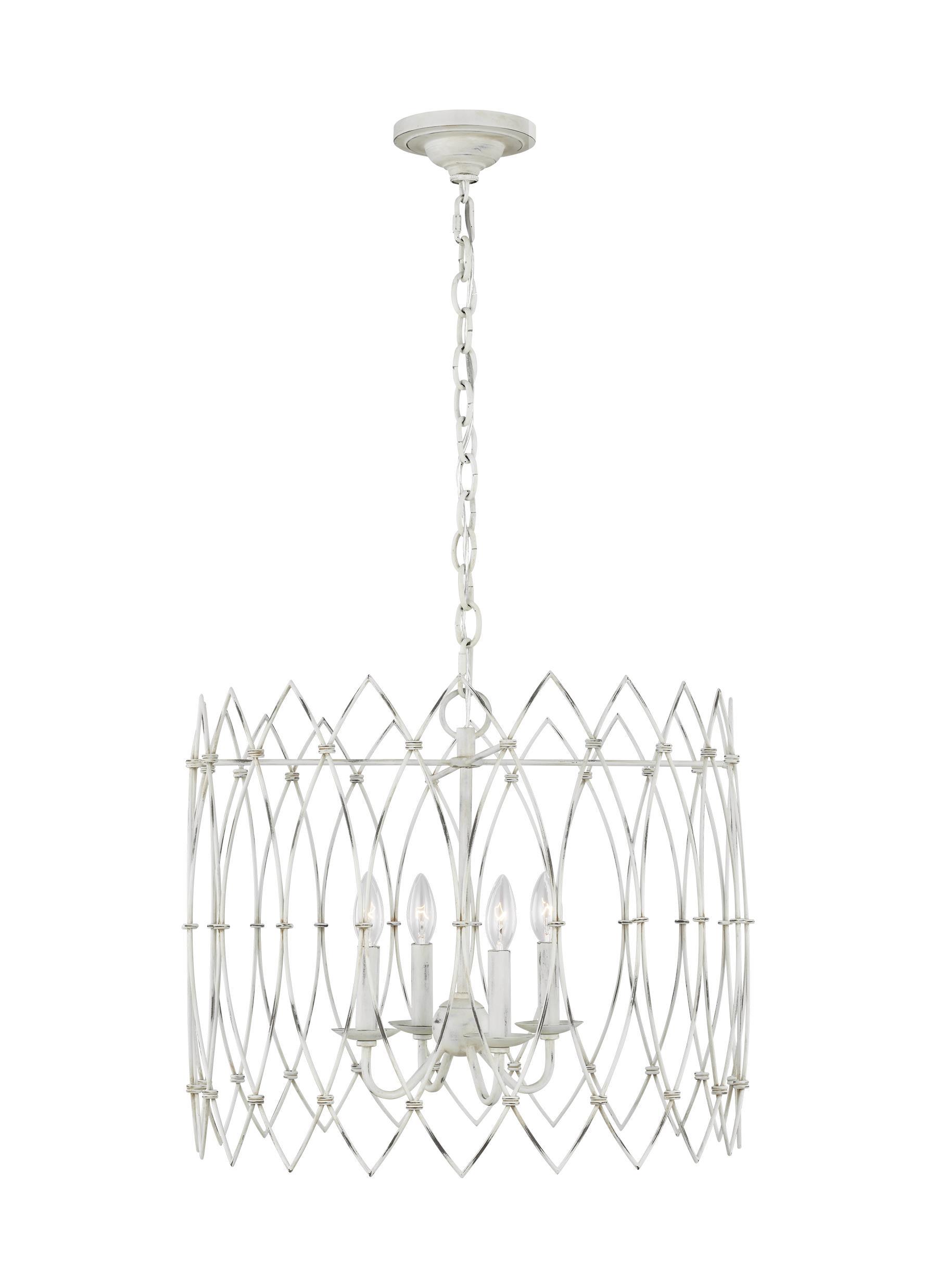 Gardner Rustic White 4-Light Chandelier Ceiling Feiss 