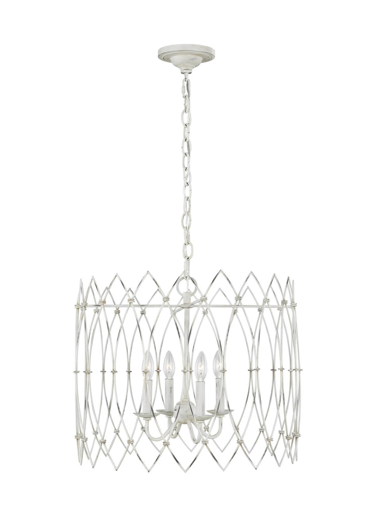 Gardner Rustic White 4-Light Chandelier Ceiling Feiss 