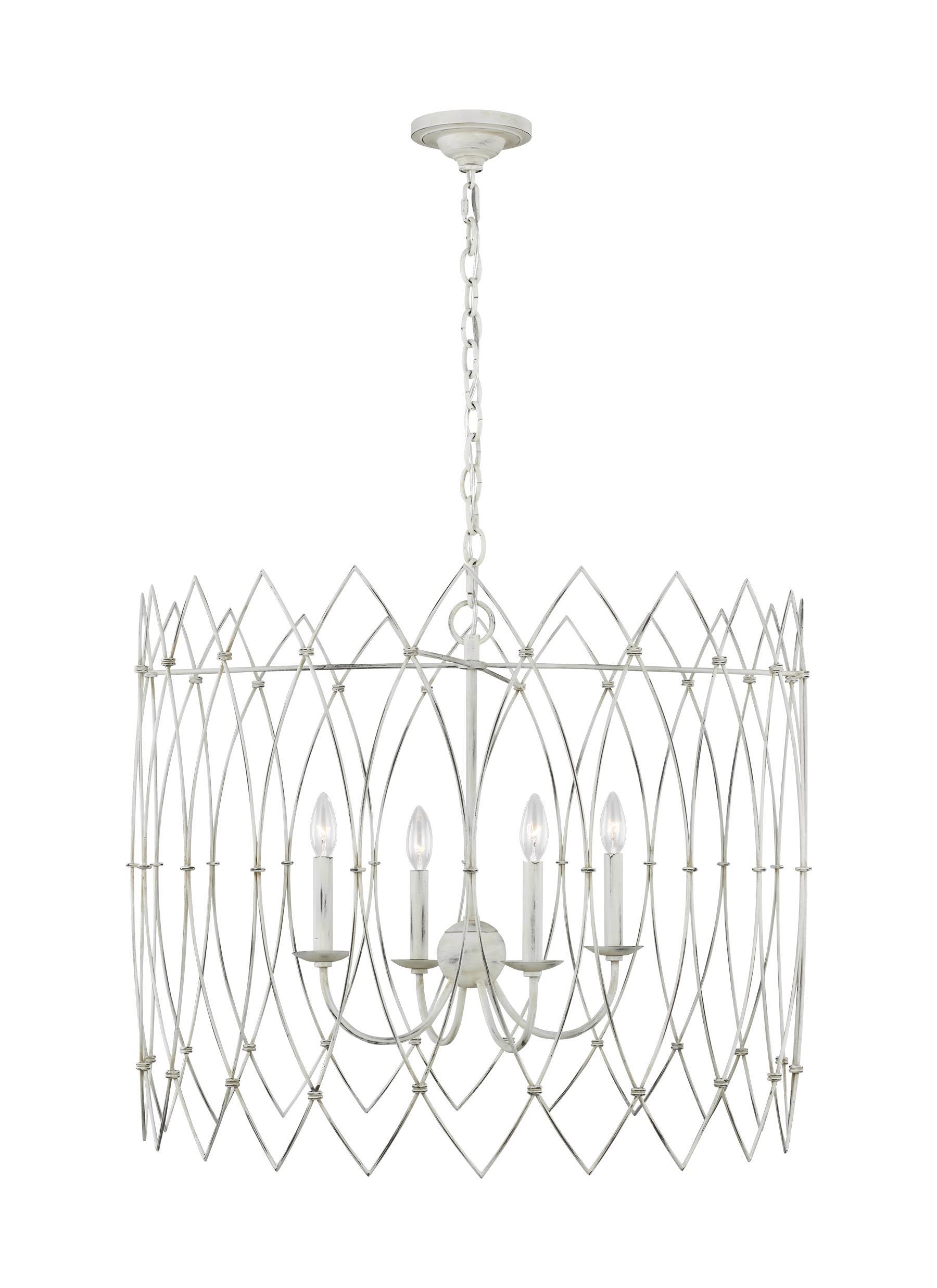 Gardner Rustic White 4-Light Chandelier Ceiling Feiss 