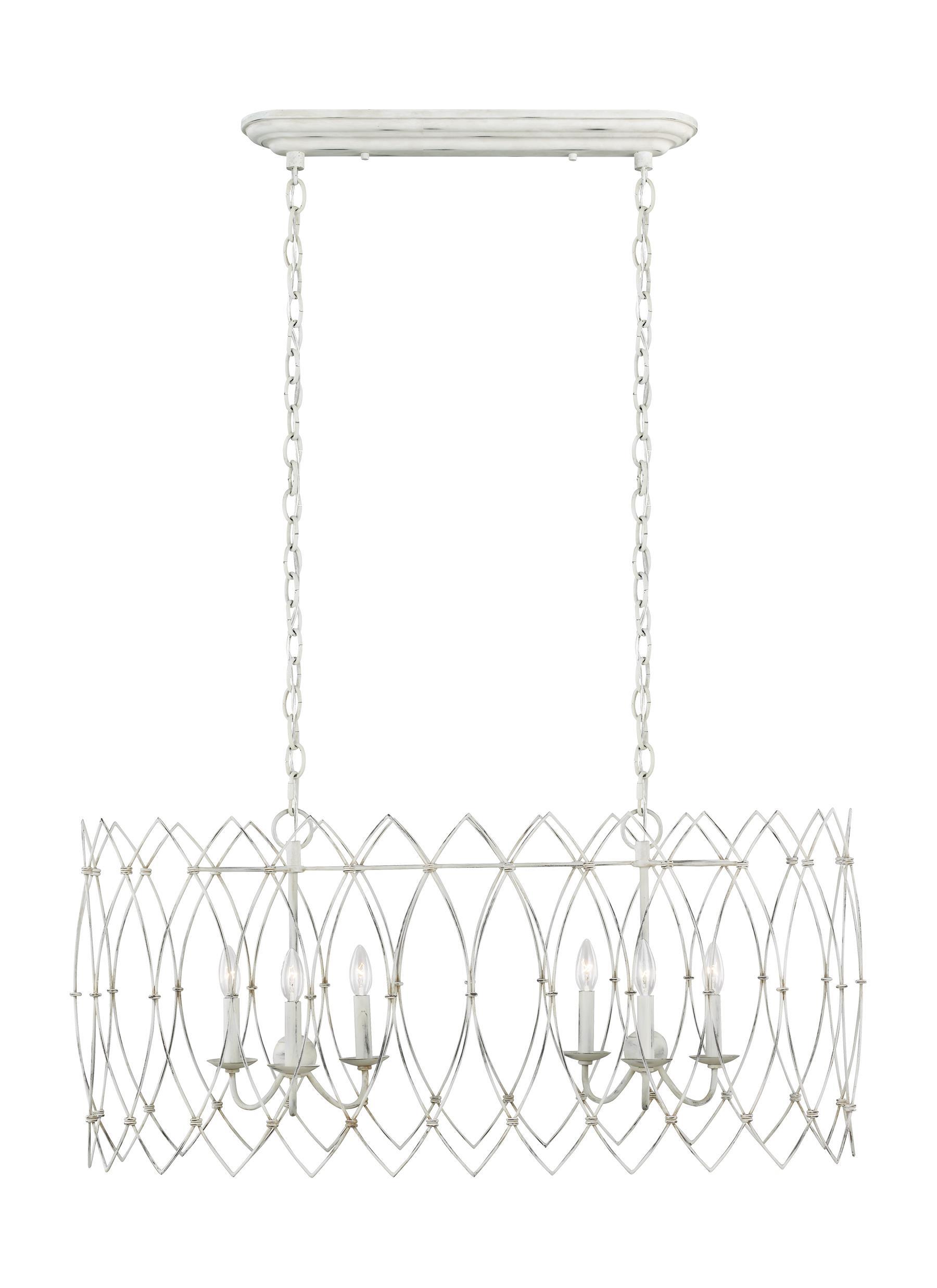 Gardner Rustic White 6-Light Chandelier Ceiling Feiss 