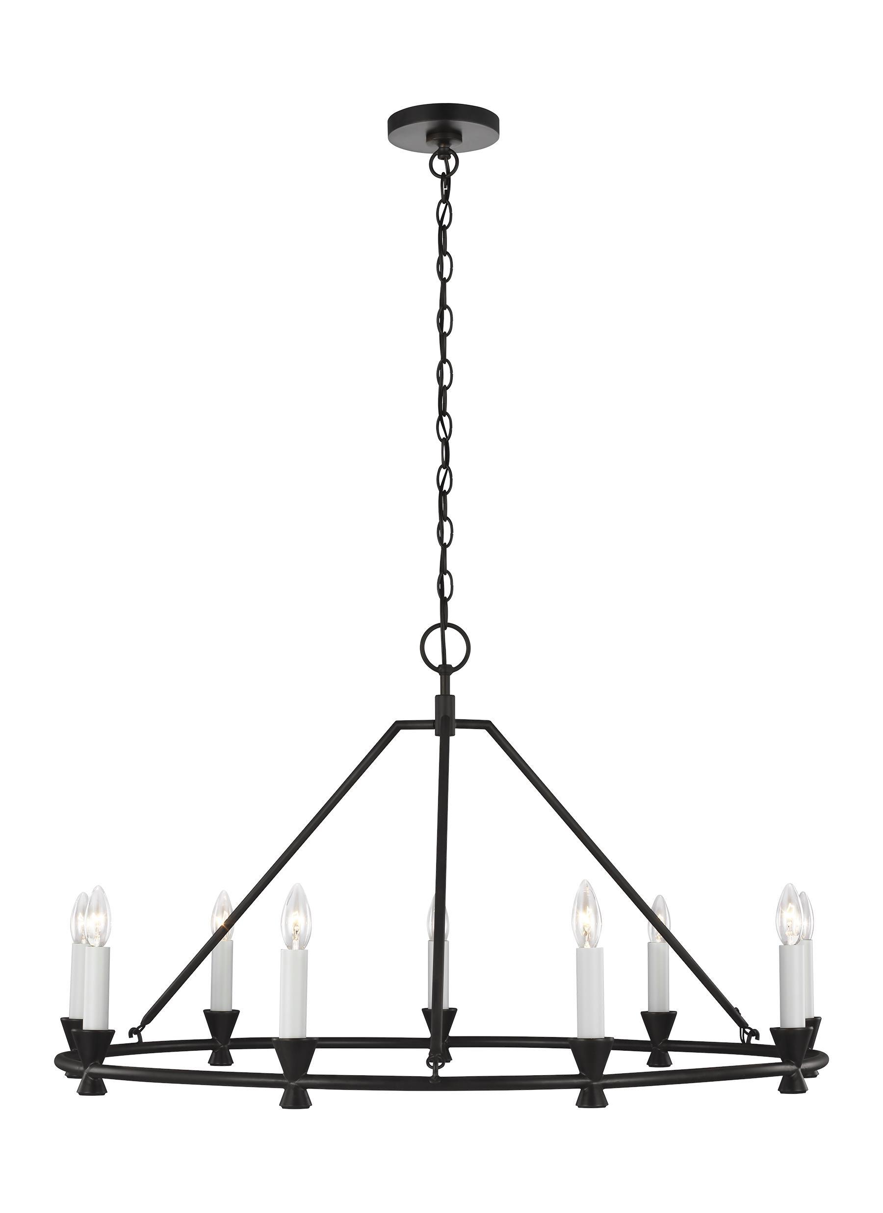 Keystone Aged Iron 9-Light Chandelier Ceiling Feiss 