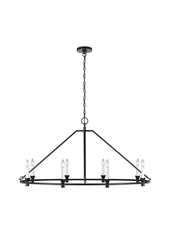 Keystone Aged Iron 8-Light Oval Chandelier Ceiling Feiss 