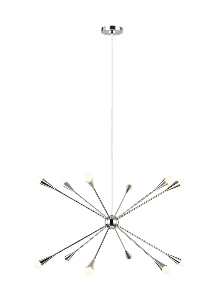 Jax Polished Nickel 12-Light Chandelier Ceiling Feiss 