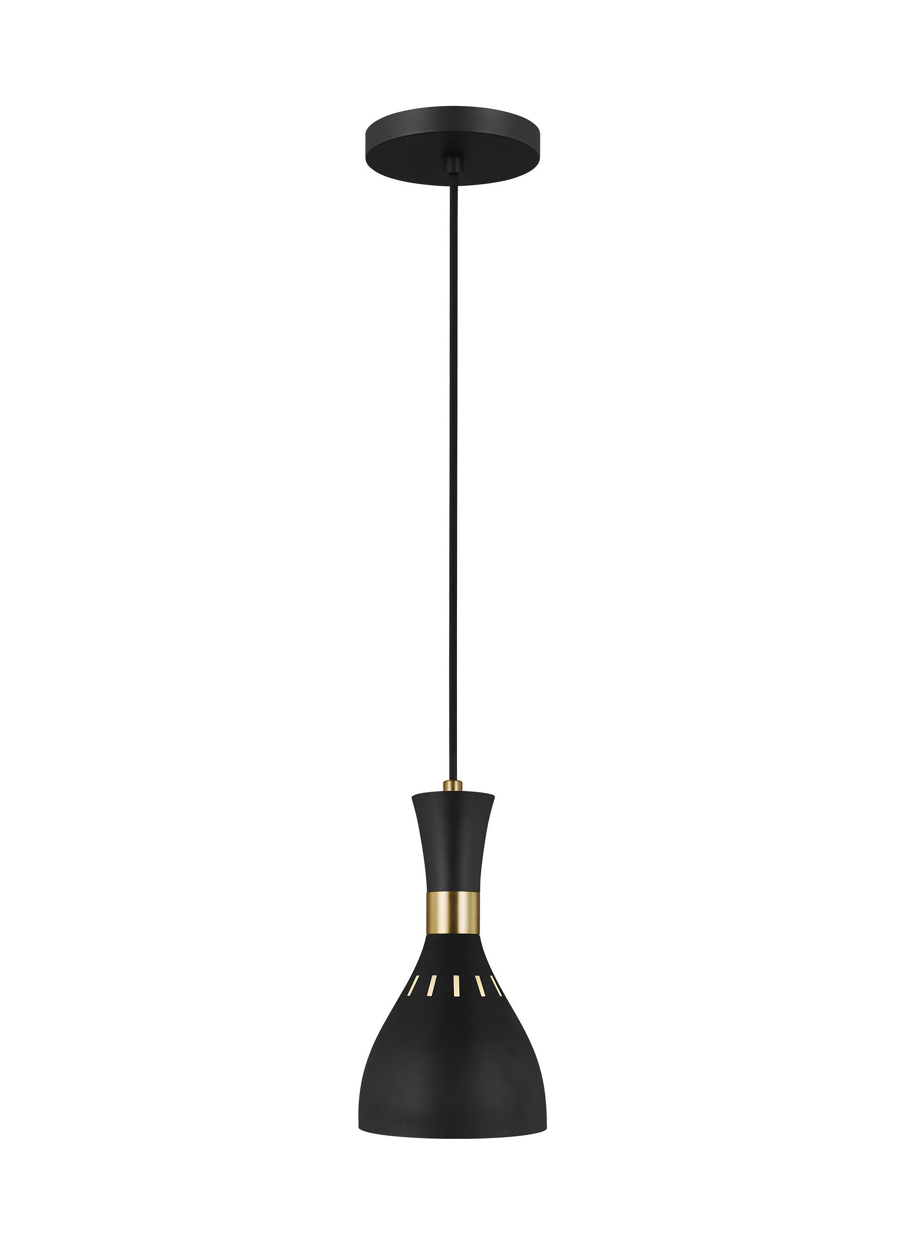 Joan Midnight Black 1-Light Mini-Pendant Ceiling Feiss 