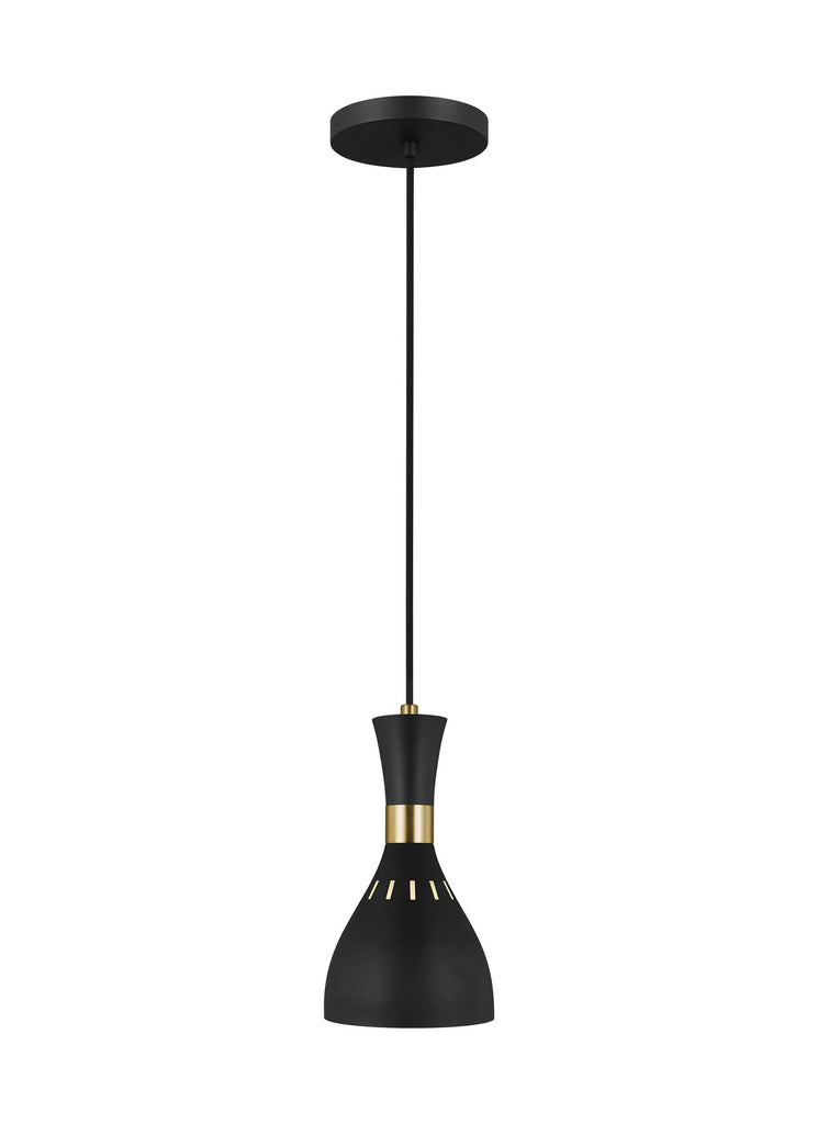 Joan Midnight Black 1-Light Mini-Pendant Ceiling Feiss 