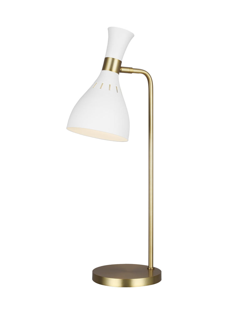 Joan Matte White / Burnished Brass 1 - Light Table Lamp Lamps Feiss 