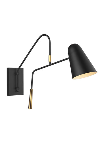 Simon Midnight Black / Burnished Brass 1-Light Wall Sconce Wall Feiss 