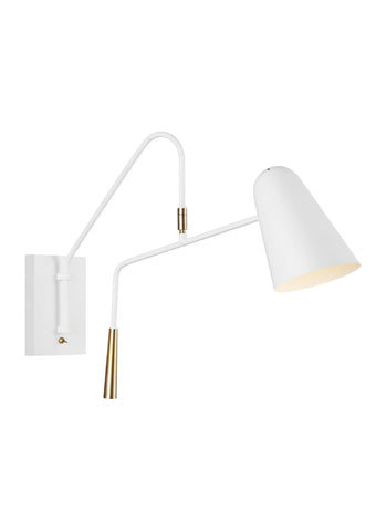 Simon Matte White / Burnished Brass 1-Light Wall Sconce Wall Feiss 