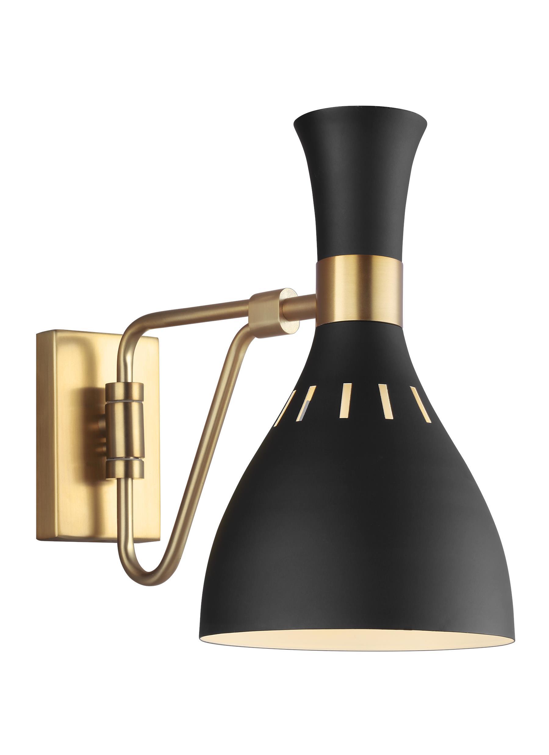 Joan Midnight Black / Burnished Brass 1-Light Wall Sconce Wall Feiss 