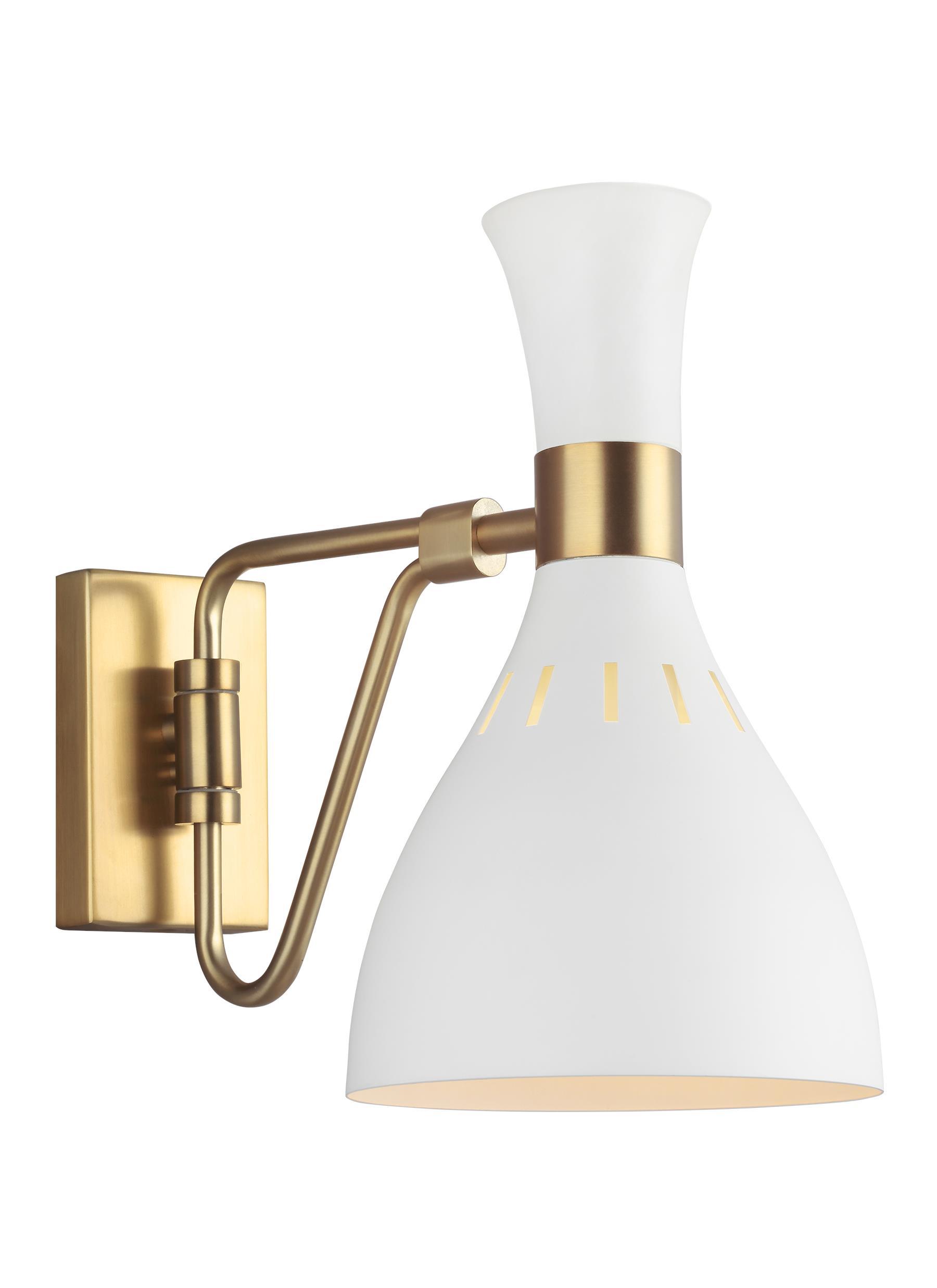 Joan Matte White / Burnished Brass 1-Light Wall Sconce Wall Feiss 