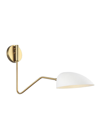 Jane Matte White / Burnished Brass 1-Light Wall Sconce Wall Feiss 