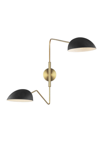 Jane Midnight Black / Burnished Brass 2-Light Wall Sconce Wall Feiss 