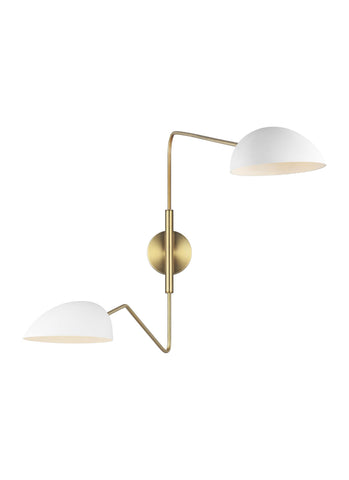 Jane Matte White / Burnished Brass 2-Light Wall Sconce Wall Feiss 