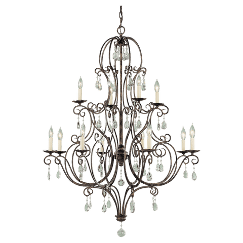 Chateau Mocha Bronze 12-Light Multi-Tier Chandelier Ceiling Feiss 