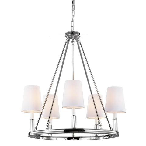 Lismore Polished Nickel 5-Light Lismore Chandelier Ceiling Feiss 