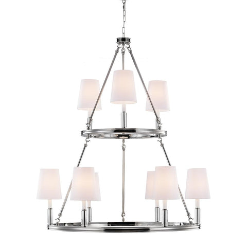 Lismore Polished Nickel 9-Light Lismore Chandelier Ceiling Feiss 