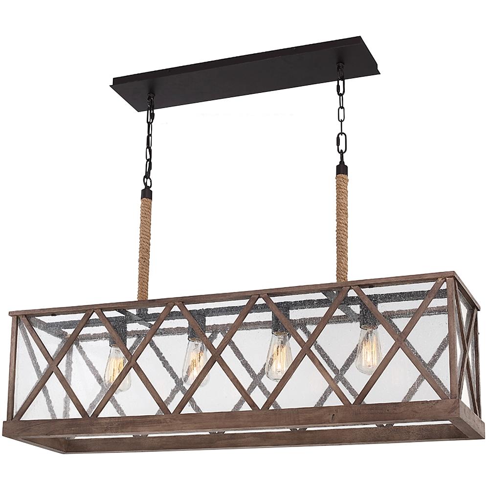 Lumiere' Dark Weathered Oak / Oil Rubbed Bronze 4-Light Lumiere' Chandelier Ceiling Feiss 