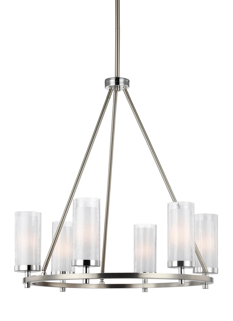 Jonah Satin Nickel / Chrome 6 - Light Chandelier Ceiling Feiss 