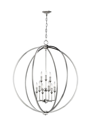 Corinne Polished Nickel 9-Light Chandelier Ceiling Feiss 