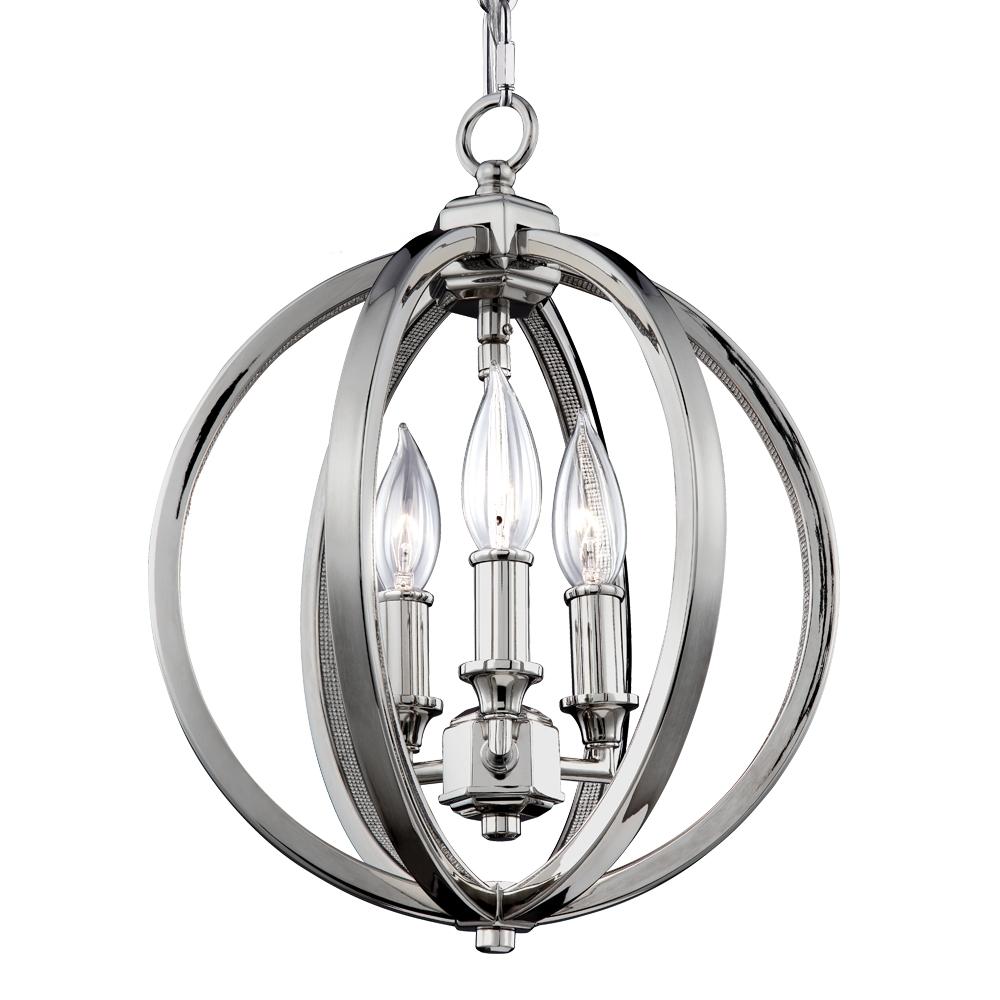 Corinne Polished Nickel 3-Light Globe Pendant Ceiling Feiss 