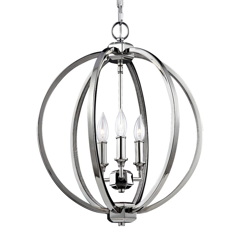 Corinne Polished Nickel 3-Light Globe Pendant Ceiling Feiss 