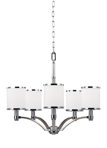 Prospect Park Satin Nickel / Chrome 5-Light Chandelier Ceiling Feiss 